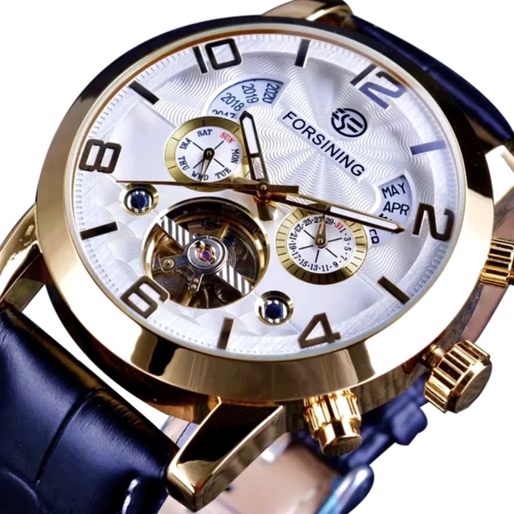 Big Tourbillion Self Winding Sport Watch. Day Month Date Waterproof Mens Watch